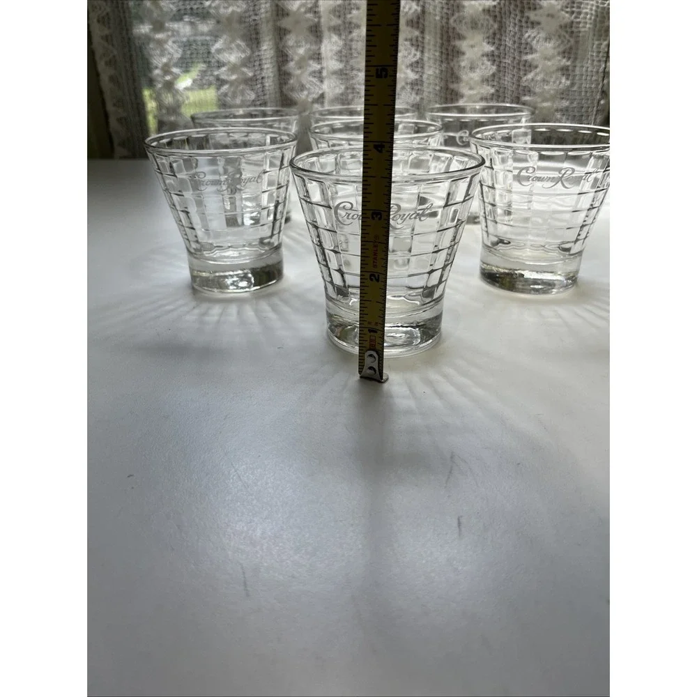 Crown Royal Optic Block Retro Whiskey Low Ball Glass Tumbler Set of 7